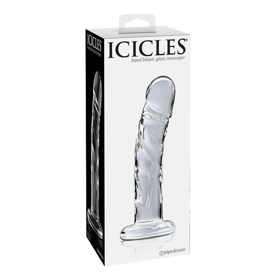 Gode en Verre Courbé N°62 Point G & Point P Tige Veineuse - Icicles