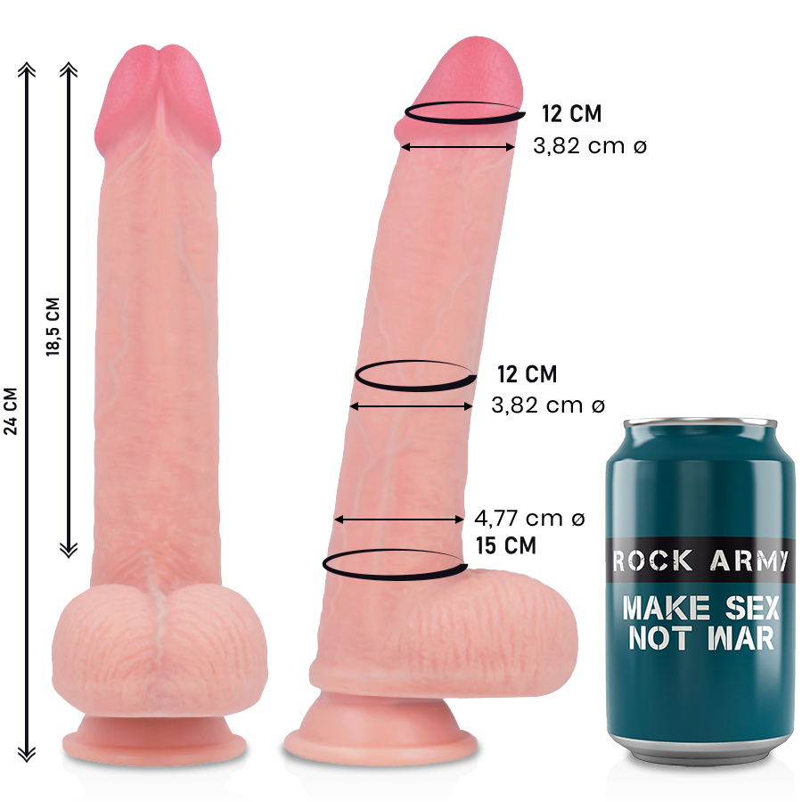 Gode Réaliste Kingcobra Double Densité Ventouse 24 cm - Rock Army