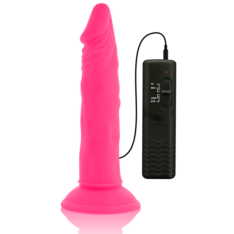 Gode Vibrant Souple Ventouse Télécommande Filaire 23 cm Rose - Diversia