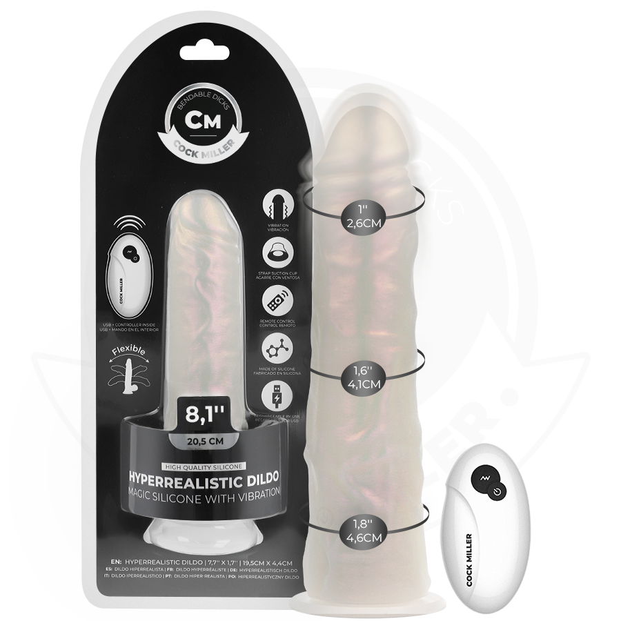 Gode Vibrant Ventouse Lumières LED Télécommande Rechargeable - Cock Miller