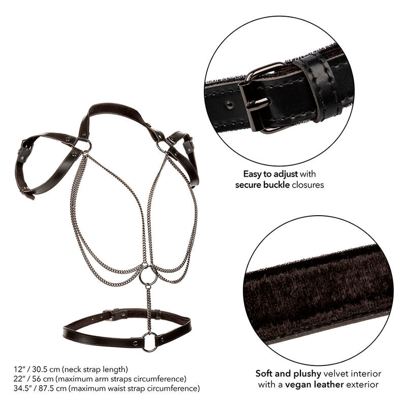 Harnais BDSM Licol Multichaînes Euphoria Cuir Végétalien - CalExotics