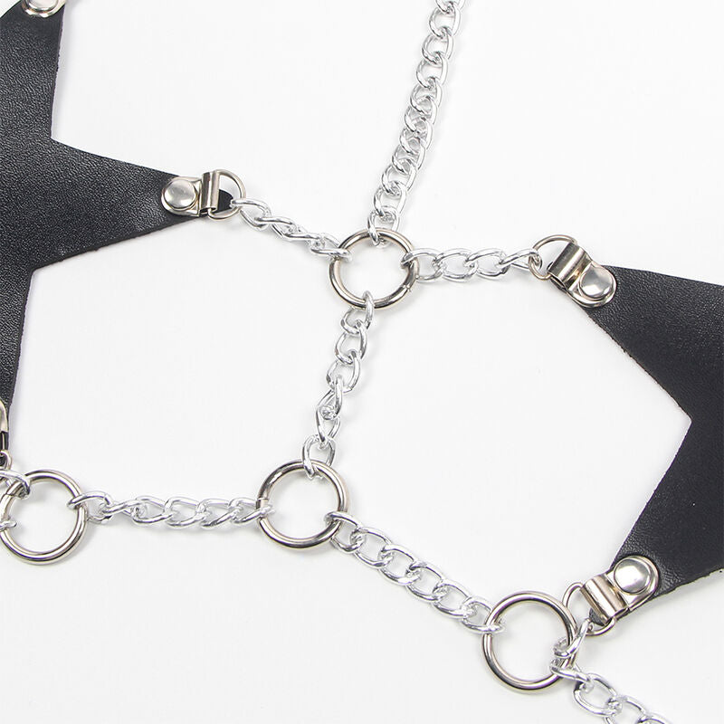 Harnais Complet Body Cuir Chaînes et Anneaux Forme Étoile Taille Unique - Subblime