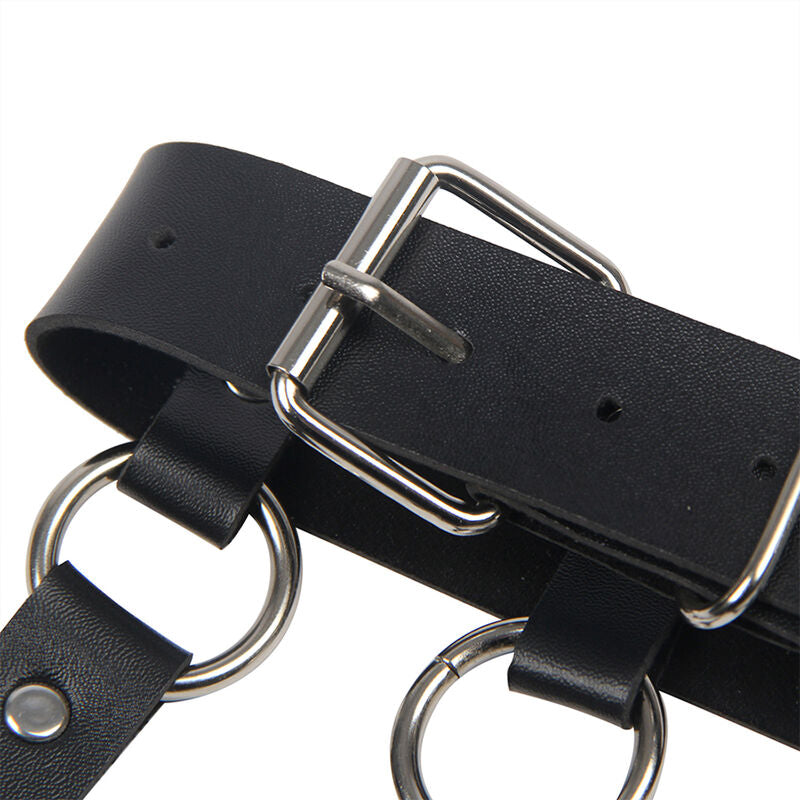 Harnais de Poitrine Cuir Chaînes et Anneaux Taille Unique - Subblime