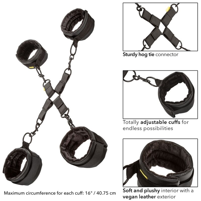 Hogtie BDSM Boundless 4 Attaches Réglables Cuir Vegan - CalExotics