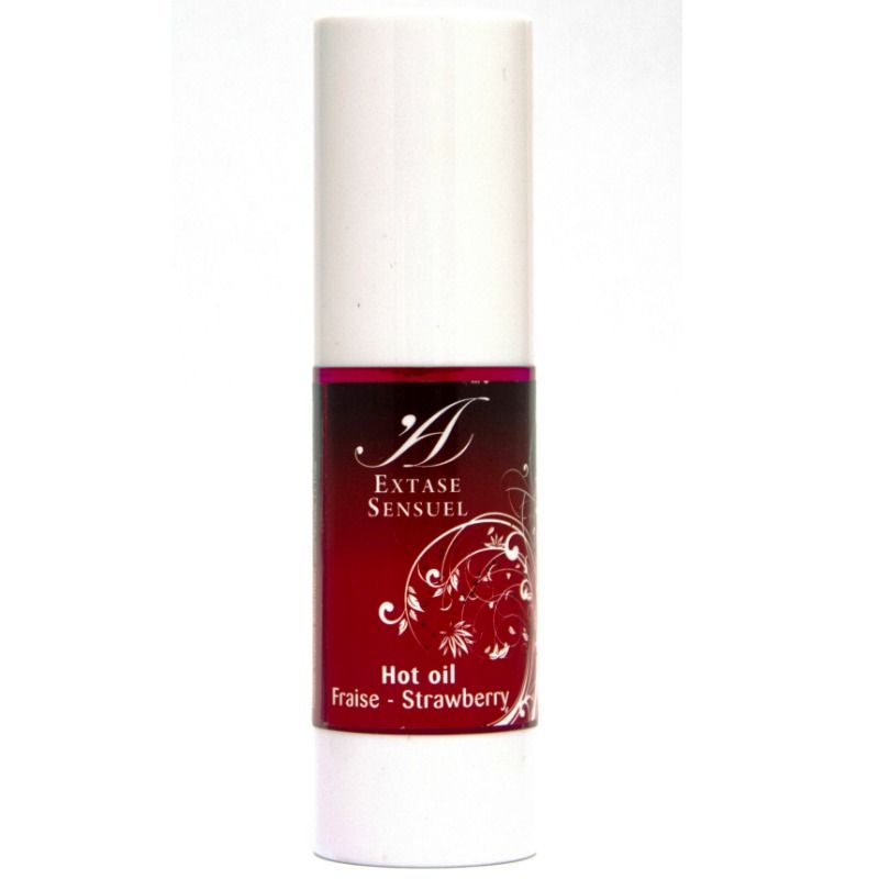 Huile de Massage Stimulante Chaleur Fraise - Effet Thermique - Extase Sensual