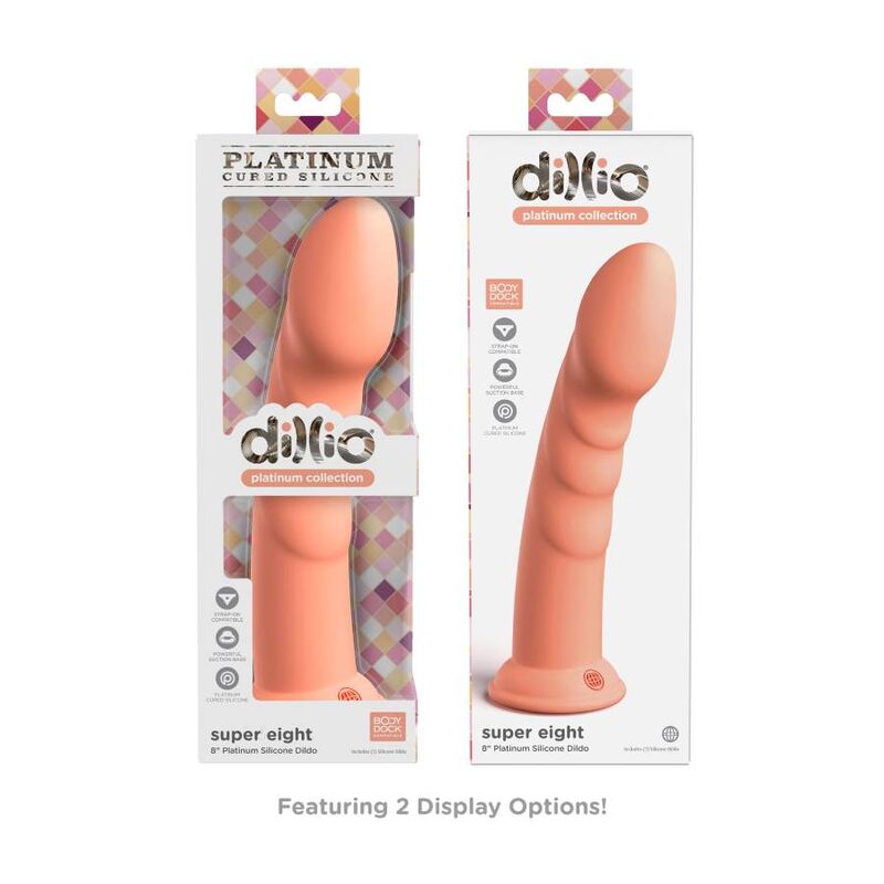Gode Ventouse Silicone Platine Super Eight 20 cm - Dillio Platinum