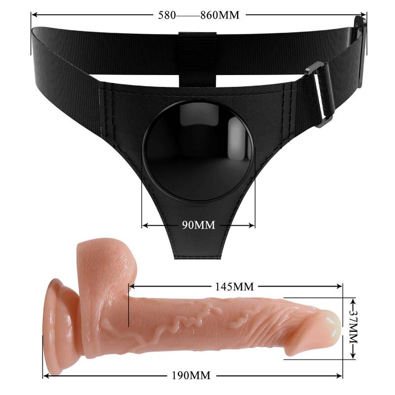 Slip harnais harnais universel avec gode kevin 19 cm naturel