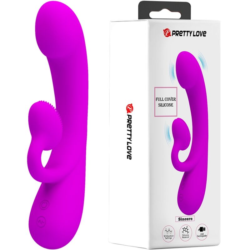 PRETTY LOVE - VIBRATEUR SINCÈRE ET ONDES STIMULANTES CLITORIDIENNES SILICONE VIOLET