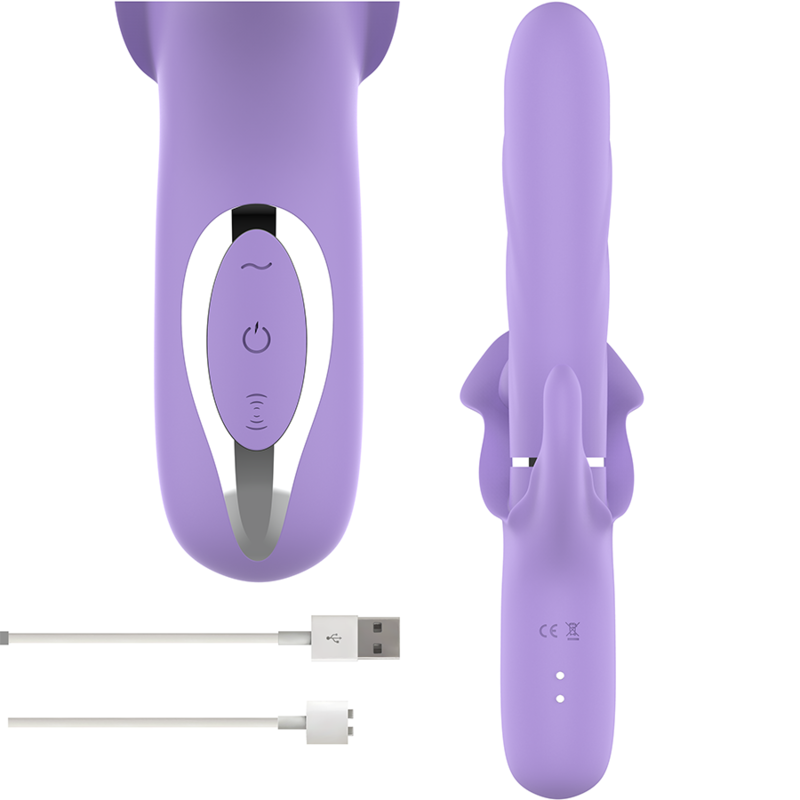INTENSE - BILLIE VIBRATEUR MULTIFONCTION RECHARGEABLE ONDES STIMULANTES AVEC BOUTON POUSSOIR VIOLET