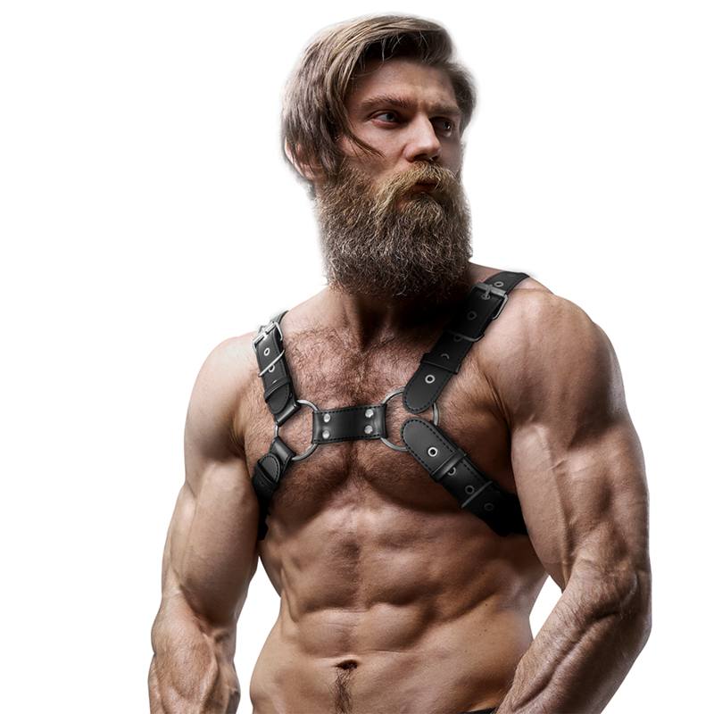 Harnais de poitrine réglable en cuir écologique pour hommes bulldog