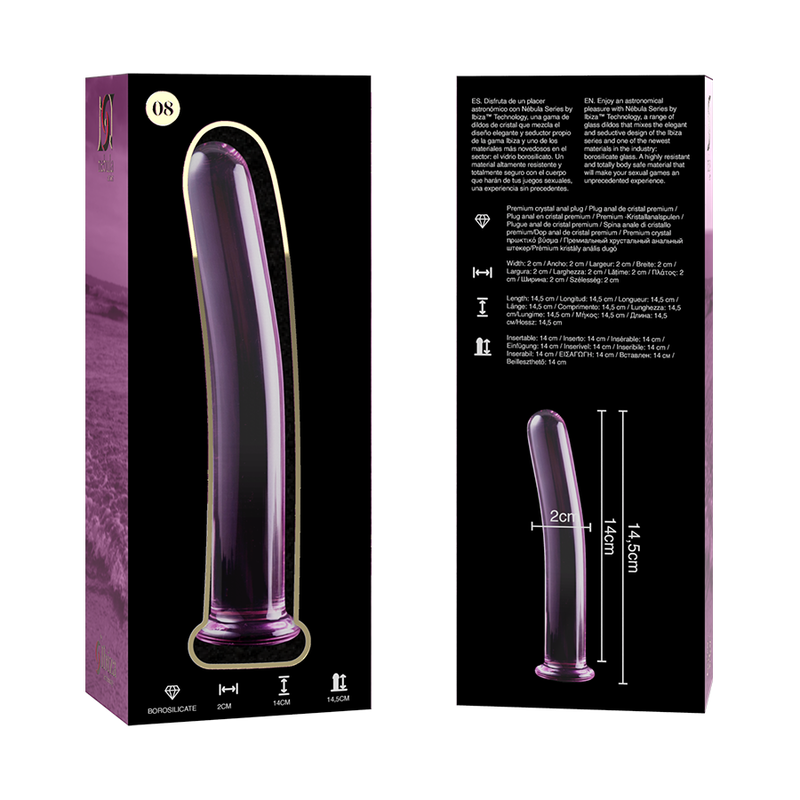 Gode en Verre Borosilicate Modèle 8 Rose 14,5 cm Texturé - Nebula Series By Ibiza