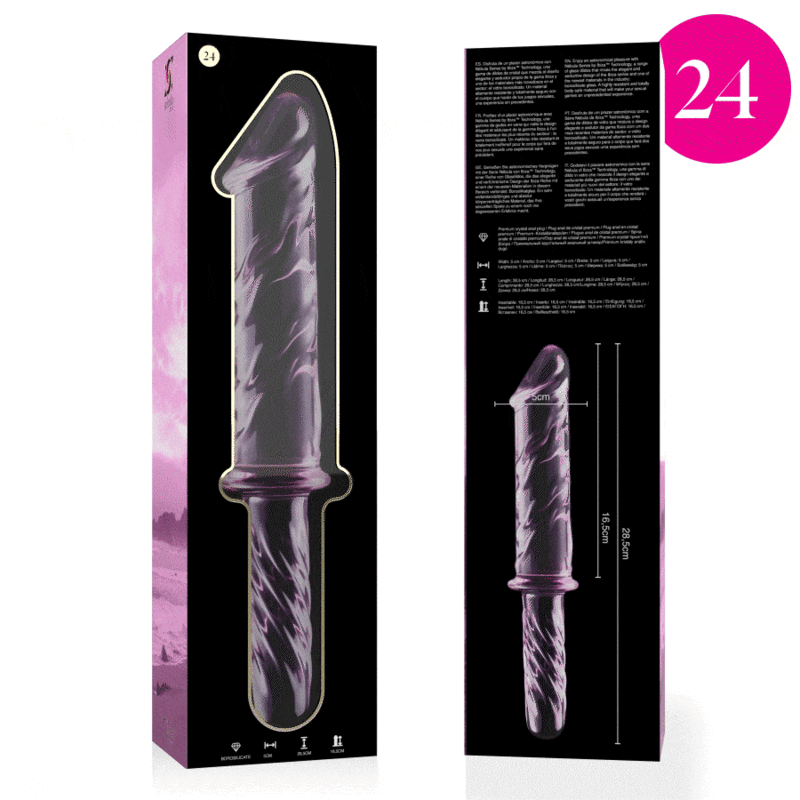 Gode en Verre Borosilicate Modèle 24 Rose 28,5 cm - Nebula Series By Ibiza