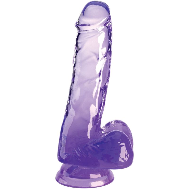 Clear pénis réaliste avec boules 13.5 cm violet