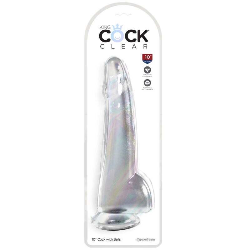 Gode Réaliste Translucide King Cock Clear avec Testicules et Ventouse