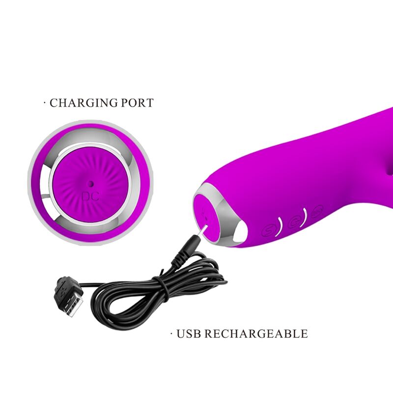 PRETTY LOVE - VIBRATEUR RECHARGEABLE RACHEL AVEC ONDES STIMULANTES VIOLET