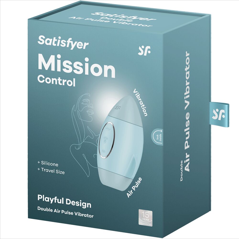 SATISFYER - MISSION CONTROL BLEU PETIT VIBRATEUR  DOUBLE IMPULSION