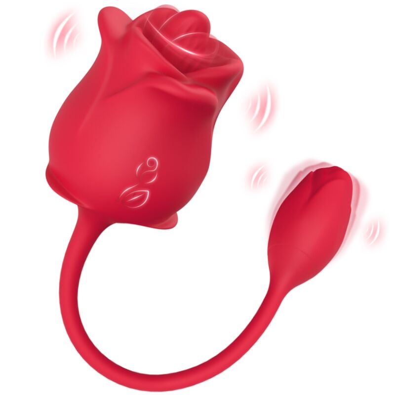 ARMONY - STIMULATEUR D'ASPIRATION ET VIBRATEUR ROSE 2 EN 1 10 MODES AVEC QUEUE ROUGE