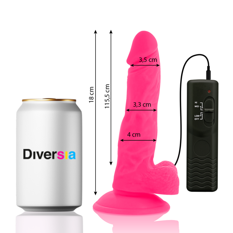 DIVERSIA - DILDO VIBRANT FLEXIBLE ROSE 18 CM -O- 4 CM