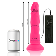 DIVERSIA - DILDO SOUPLE AVEC VIBRATION ROSE 23 CM -O- 4.3 CM