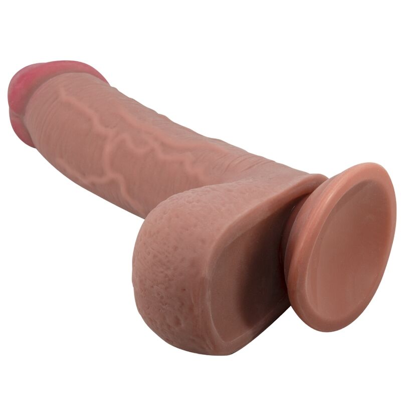 Série sliding skin gode réaliste avec ventouse sliding skin marron 23,4 cm