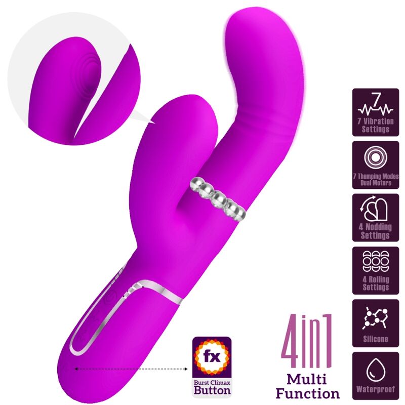 Vibromasseur Rabbit Point G 4 en 1 Va-et-Vient Rotation - Pretty Love