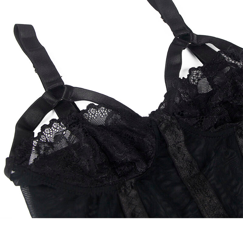 Teddy Dentelle Jarretières Anneaux de Jambe Coupe Slim Noir L/XL - Subblime