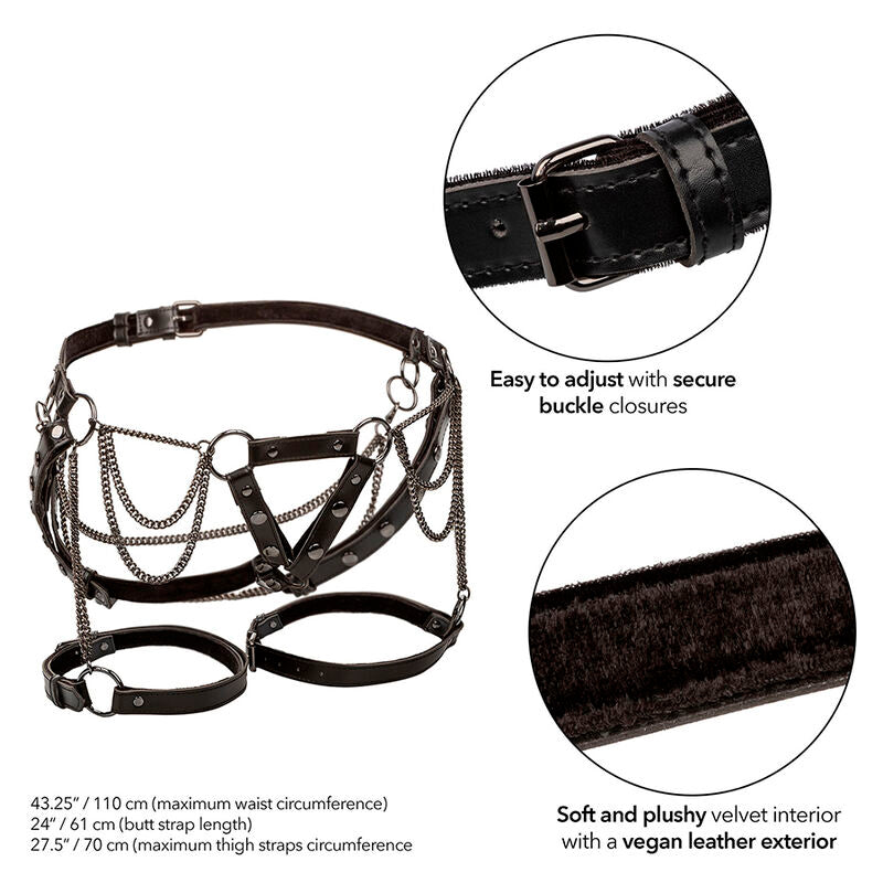 Harnais de Cuisse Multichaînes Cuir Vegan Velours Sans Nickel - CalExotics