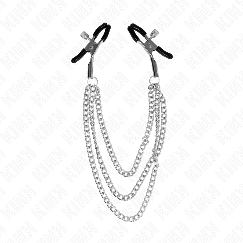 Pinces à Tétons Métal 3 Chaînes Amovibles 20/23/28 cm - Kink