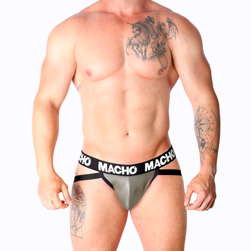 MACHO - MX27GR JOCK CUIR GRIS BEIGE XL