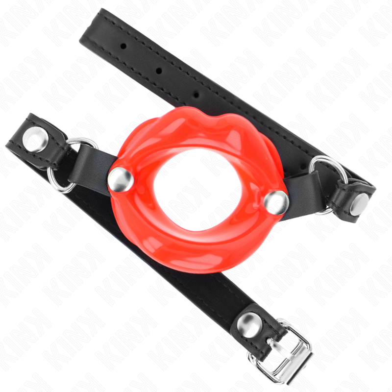 Bâillon Ball Gag Lip avec Sangle Cuir Ajustable - Kink