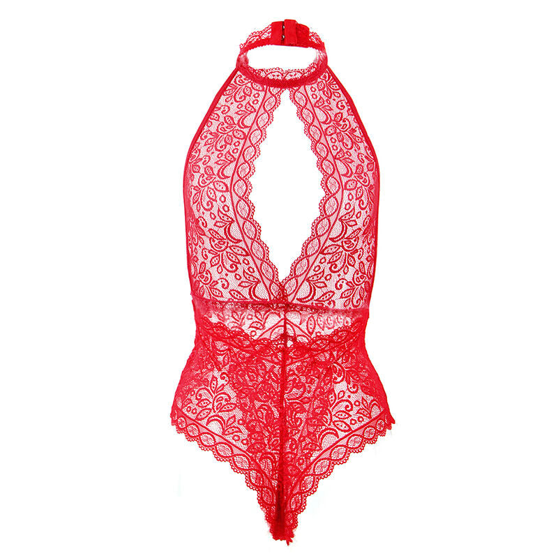 Body Ouvert Maille Rouge Coupe Échancrée 2 Tailles - Subblime