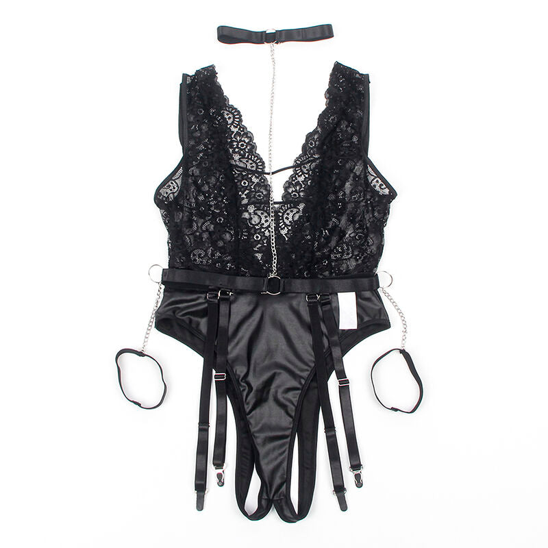 Body Sexy Porte-Jarretelles Intégré Nylon Transparent Noir - Subblime