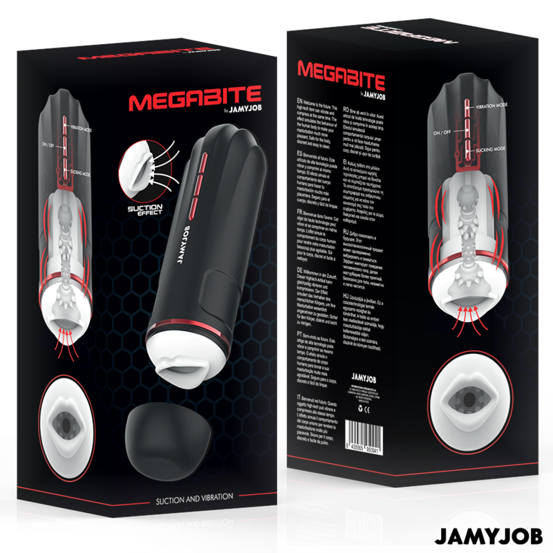 JAMYJOB - MASTURBATEUR BUCCAL AUTOMATIQUE MEGABITE 5 MODES D'ONDES STIMULANTES ET DE VIBRATIONS