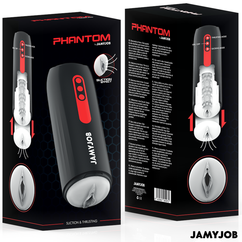 JAMYJOB - MASTURBATEUR VAGIN AUTOMATIQUE PHANTOM 5 MODES ONDES STIMULANTES ET POUSSÉE