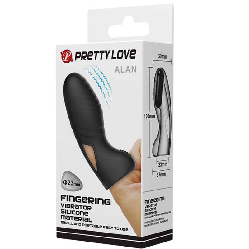 PRETTY LOVE - ALAN VIBRATEUR DE DOIGTS EN SILICONE NOIR