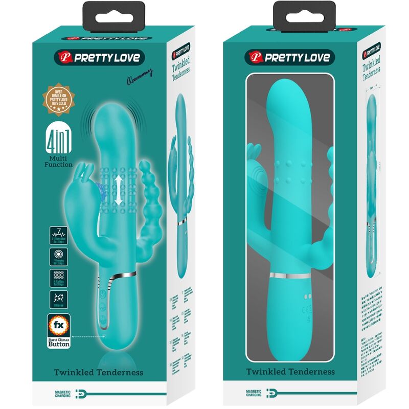 PRETTY LOVE - CAMMY 4 EN 1 VIBRATEUR MULTIFONCTION TRIPPLE RABBIT BLEU