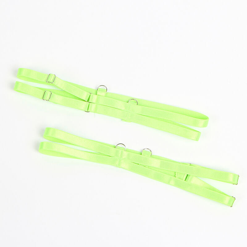 SUBBLIME - 955311 ENSEMBLE SOUTIEN-GORGE AVEC LIGNES DENTELLE ET JARRETELLE VERT ET BLEU S/M