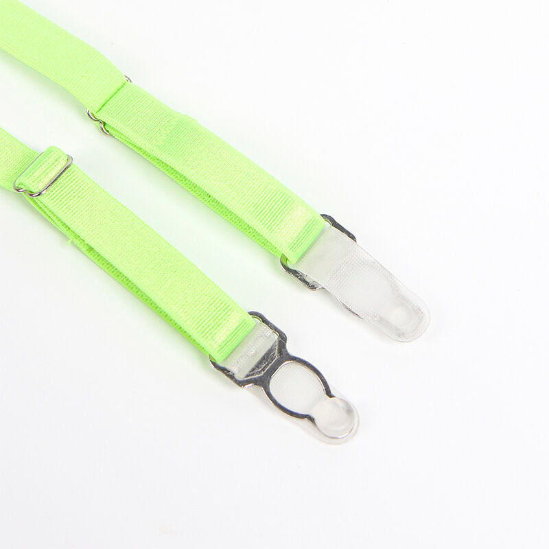 SUBBLIME - 955328 ENSEMBLE SOUTIEN-GORGE AVEC LIGNES DENTELLE ET JARRETELLE VERT ET BLEU L/XL