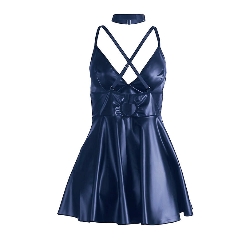 SUBBLIME - 955410 ROBE À BRETELLES EN CUIR BLEU S/M