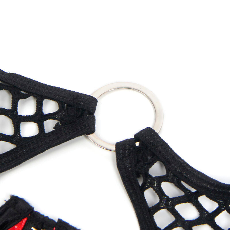 SUBBLIME - 955540 ENSEMBLE SOUTIEN-GORGE À FERMETURE ÉCLAIR EN CUIR VERNI ROUGE L/XL