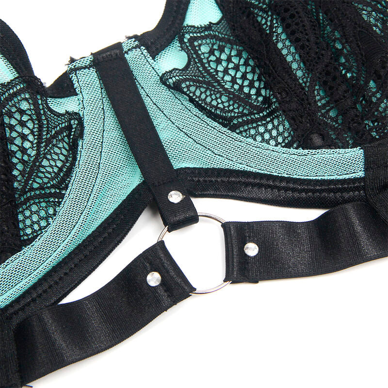 SUBBLIME - 955564 ENSEMBLE SOUTIEN-GORGE À FERMETURE ÉCLAIR EN CUIR VERNI VERT L/XL