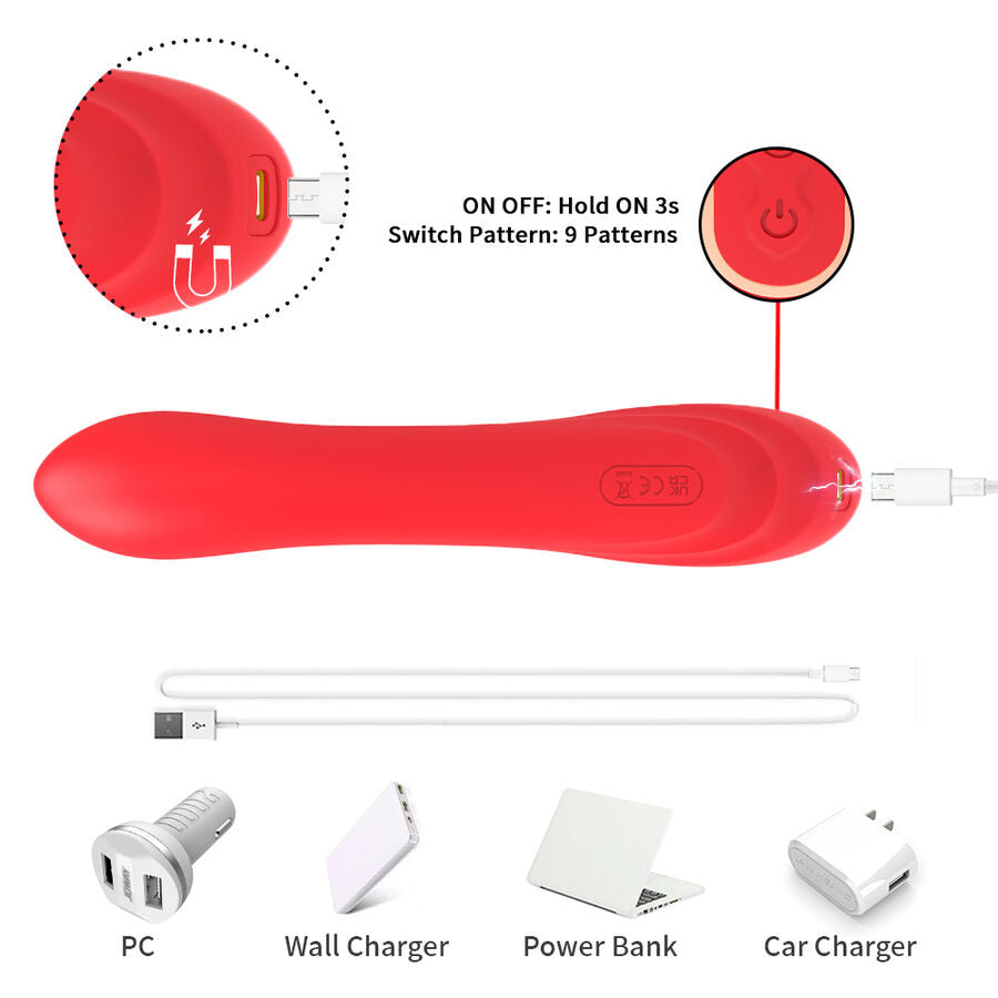 ARMONY - VIBRATEUR STIMULATEUR POINT G ET CLITORIS AVEC LANGUE OSCILLANTE ROUGE
