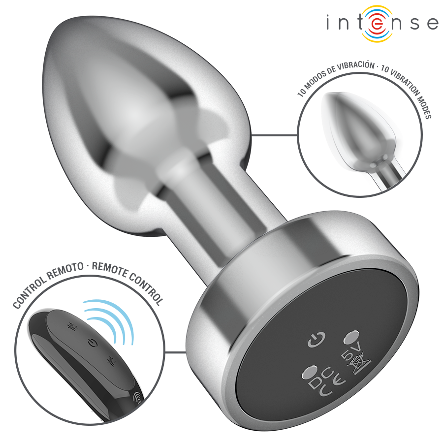 INTENSE - PLUG ANAL 10 VIBRATIONS MÉTAL AVEC TÉLÉCOMMANDE S