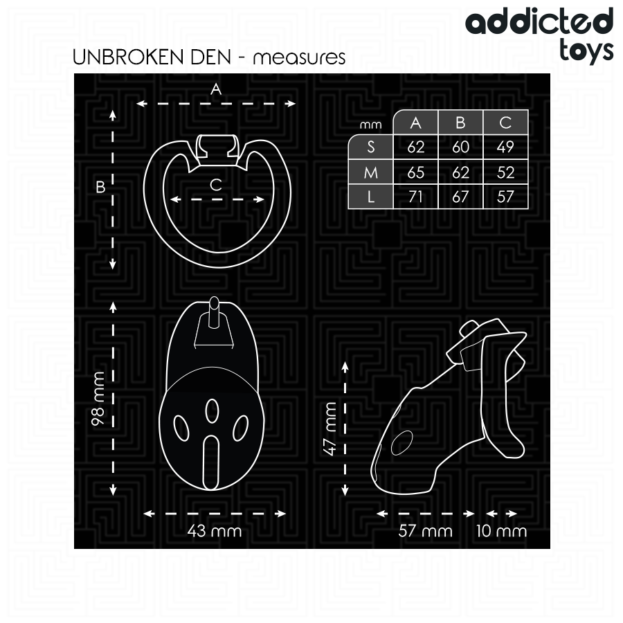 ADDICTED TOYS LOCKED - CAGE À PÉNIS UNBROKEN DEN 9,8 CM
