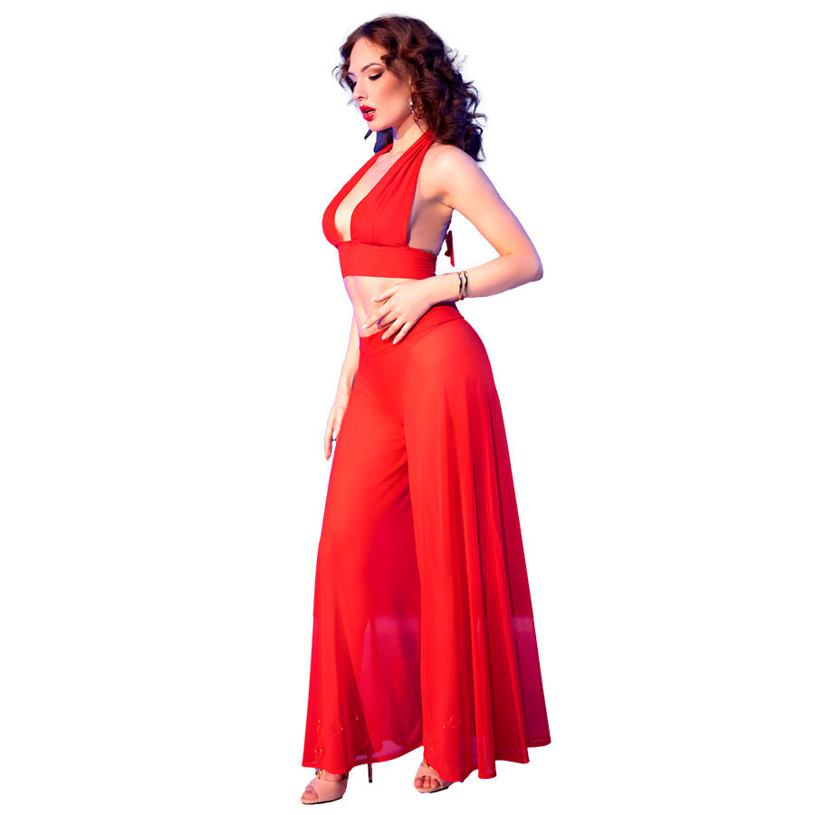 CHILIROSE - CR 4857 ENSEMBLE HAUT ET PANTALON ROUGE TAILLE S