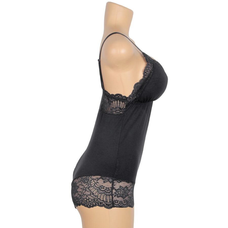 SUBBLIME - TEDDY DÉTAIL DENTELLE FLORALE NOIR L/XL