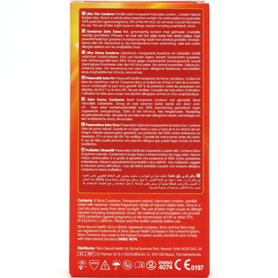 SKINS - PACK DE 8 PRÉSERVATIFS ULTRA FINS PREMIUM