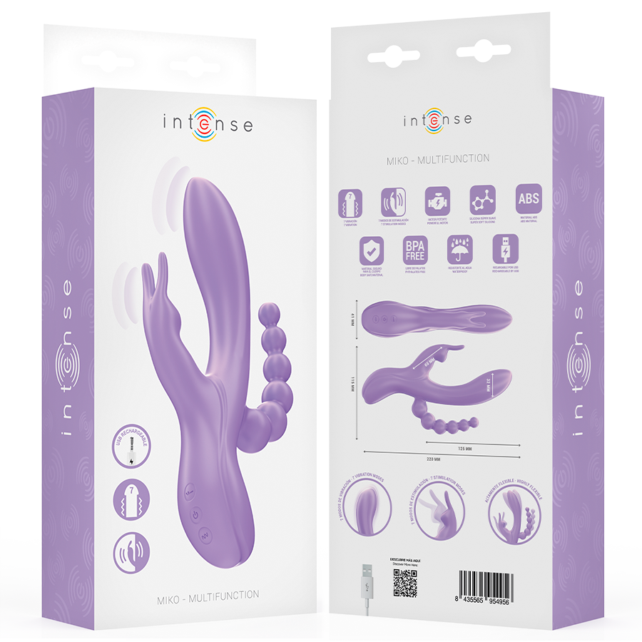 INTENSE - MIKO TRIPLE VIBRATEUR LAPIN & STIMULATEUR & ANAL 7 VIBRATIONS VIOLET