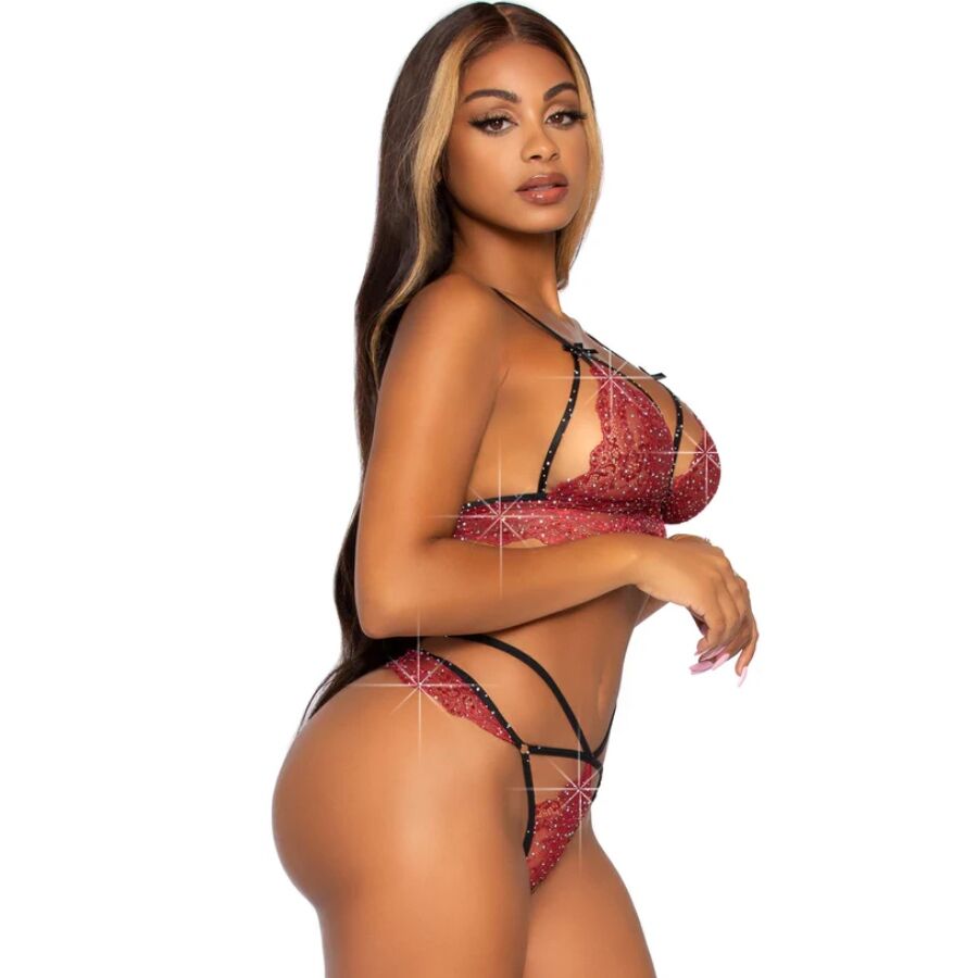 Ensemble Lingerie Soutien-Gorge et String Dentelle Sensuel 3 Tailles - Leg Avenue