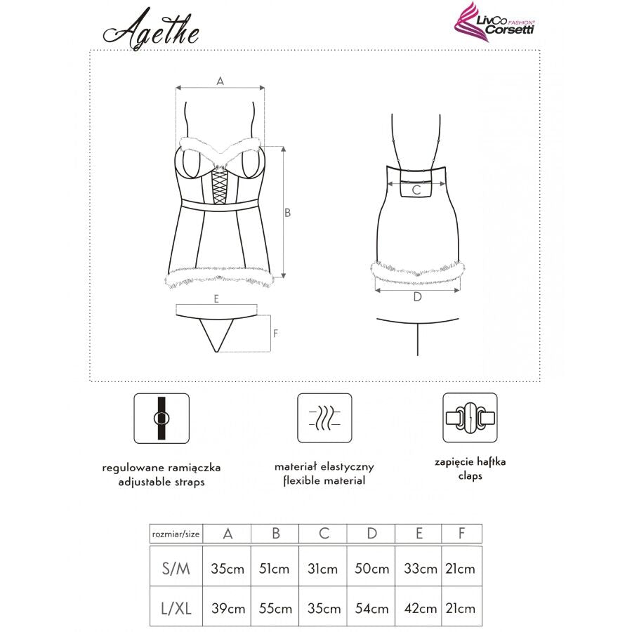 LIVCO CORSETTI FASHION - AGETHE LC 90607 CHEMISE + STRING + BONNET DE NOËL L/XL